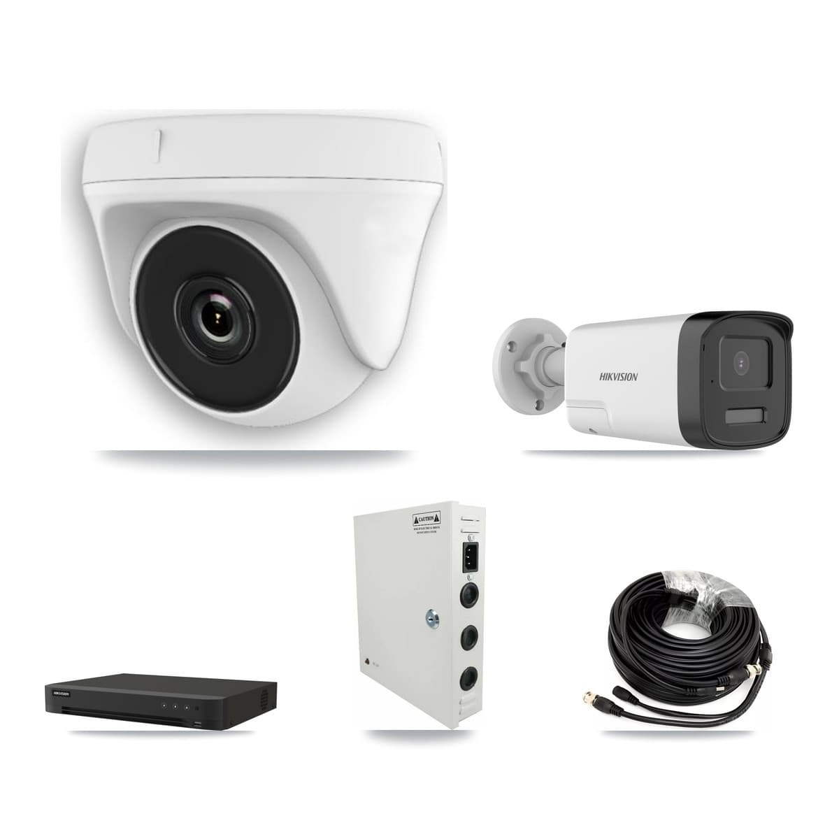 Hikvision 16-Channel 2MP – 5MP CCTV Kit — 3 5MP Bullet + 7 White 2MP Dome Cameras + 8TB Recording (IDS-7216HQHI Recorder)