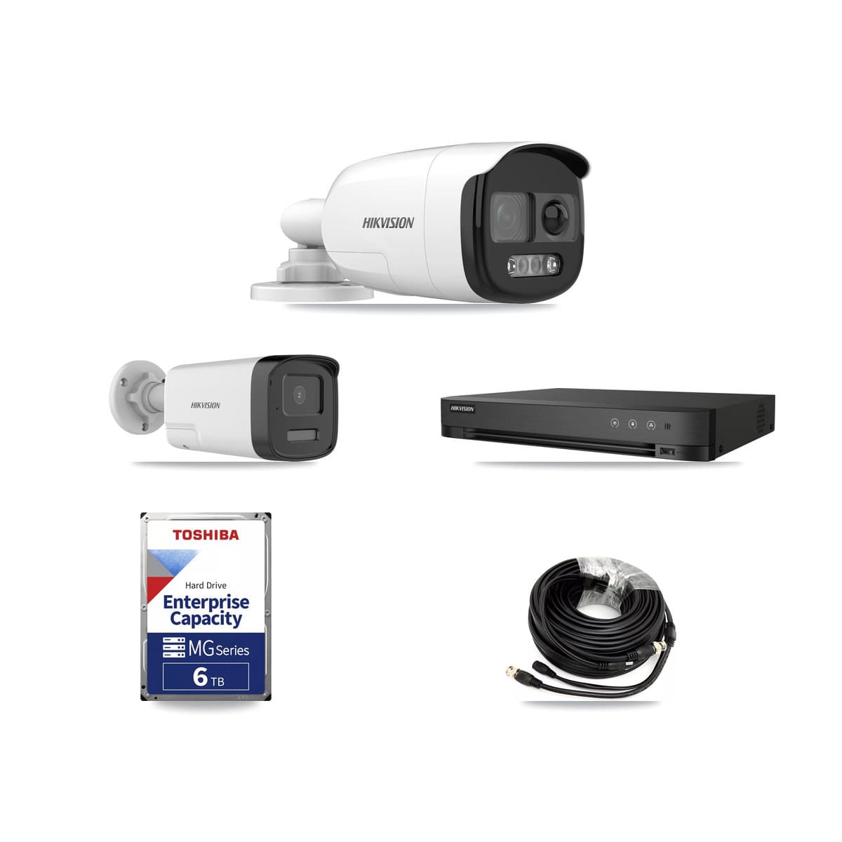 Hikvision 4-Channel 5MP CCTV Kit — 1 DS-2CE12KF3T + 1 DS-2CE17K0T Bullet Cameras + 6TB Recording (IDS-7204HQHI Recorder)
