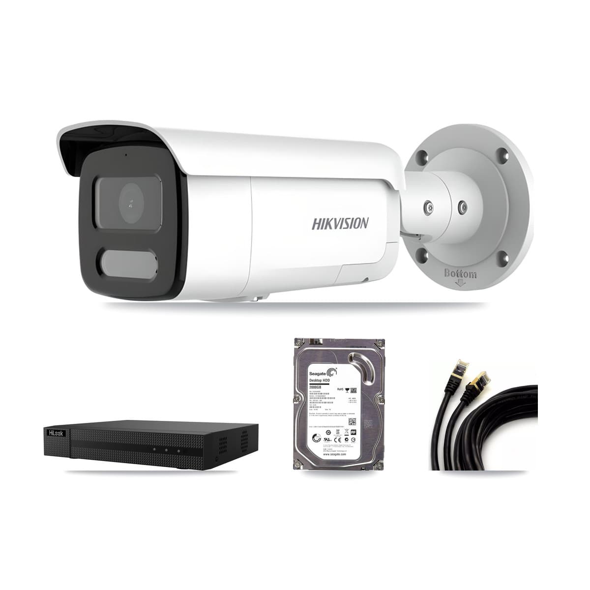 Hikvision & HiLook 8-Channel 4MP CCTV Kit — 1 Bullet Camera + 2TB Recording (NVR-108MH-D Recorder)