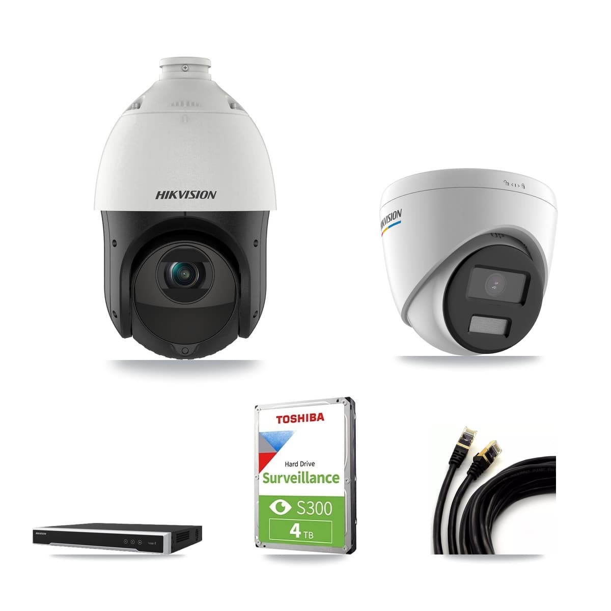 Hikvision 8-Channel 2MP – 4MP CCTV Kit — 1 2MP Turret + 2 4MP PTZ Cameras + 4TB Recording - Image 1