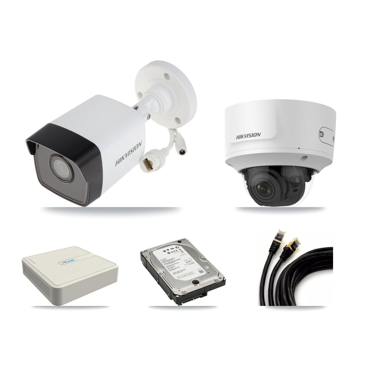 Hikvision & HiLook 8-Channel 2MP – 5MP CCTV Kit — 3 5MP Bullet + 1 2MP Dome Cameras + 5TB Recording (NVR-108H-D Recorder) - Image 1