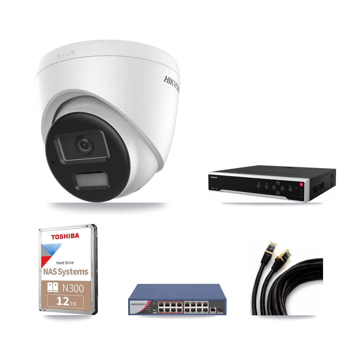 Hikvision 32-Channel 4K CCTV Kit — 32 Turret Cameras + 3× 12TB Recording