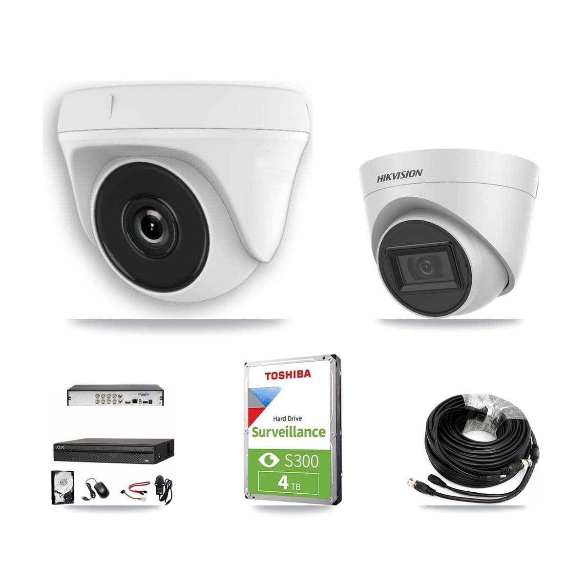 Hikvision & Dahua 8-Channel 2MP – 5MP CCTV Kit — 1 White 5MP Turret + 3 White 2MP Dome Cameras + 4TB Recording - Image 1
