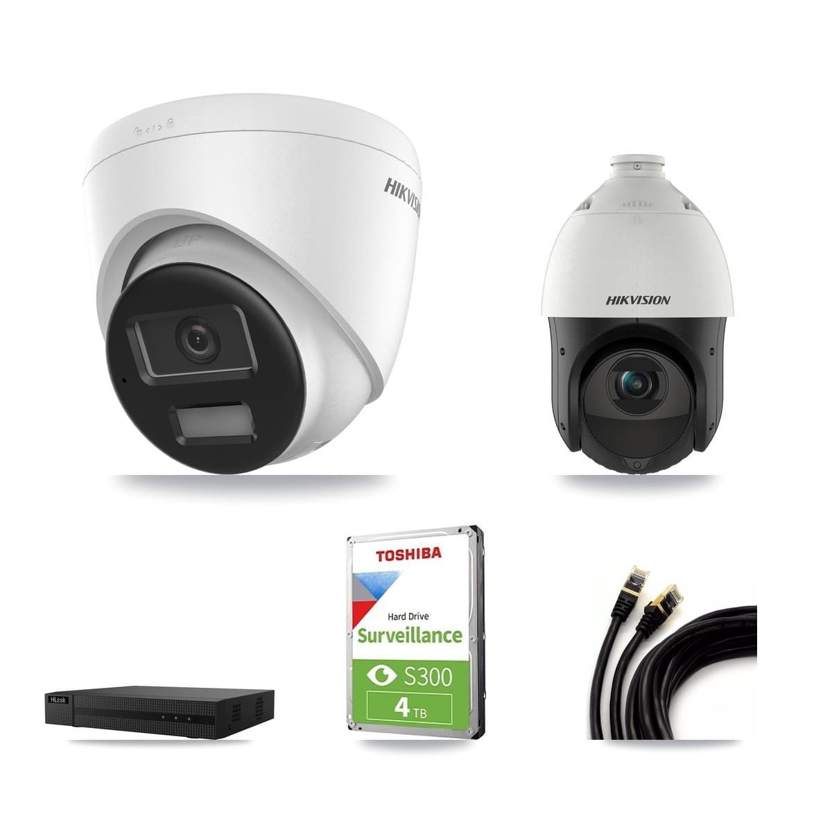 Hikvision & HiLook 8-Channel 4MP – 4K CCTV Kit — 1 4K Turret + 1 4MP PTZ Cameras + 4TB Recording - Image 1