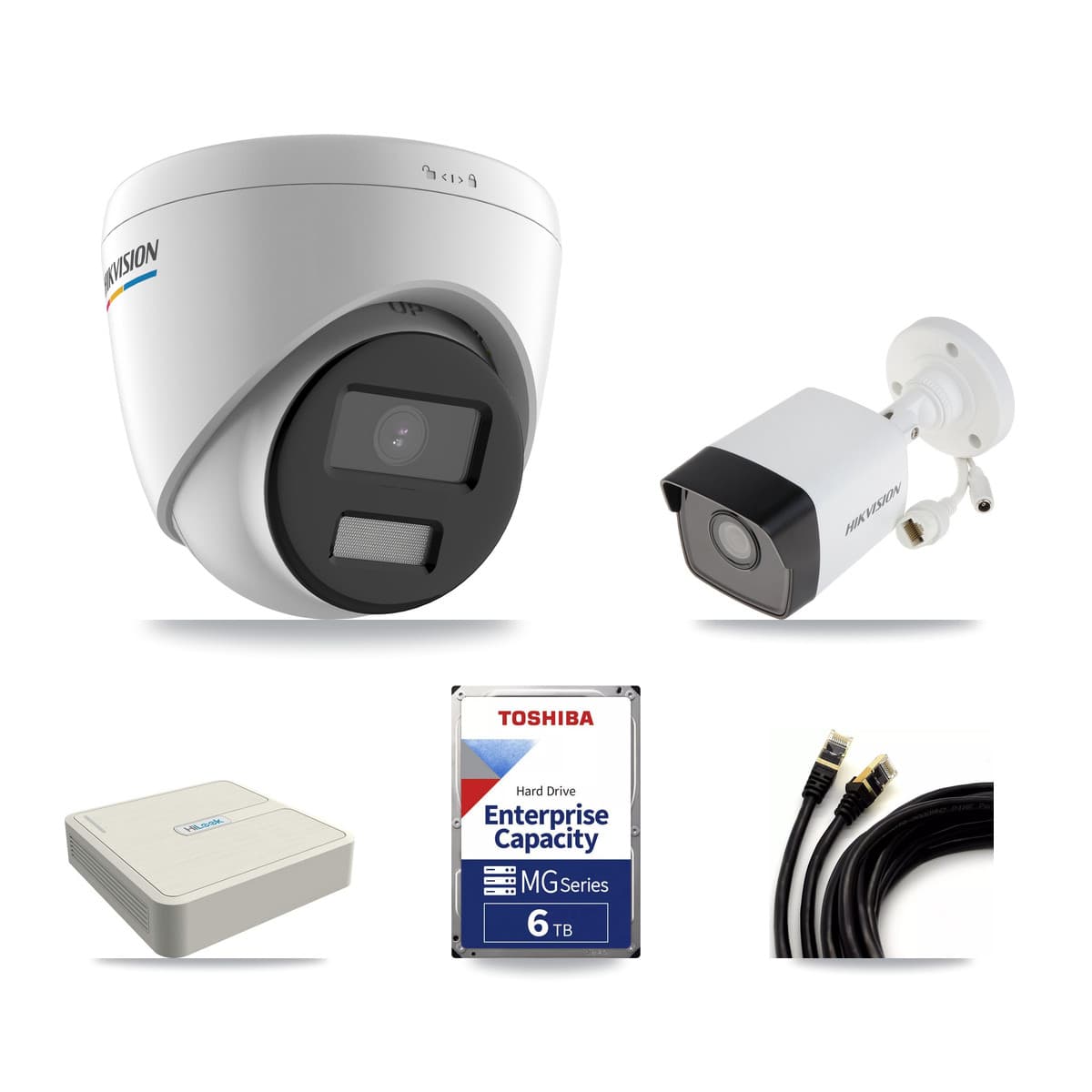 Hikvision & HiLook 8-Channel 2MP – 5MP CCTV Kit — 2 5MP Bullet + 5 2MP Turret Cameras + 6TB Recording (NVR-108H-D Recorder) - Image 1