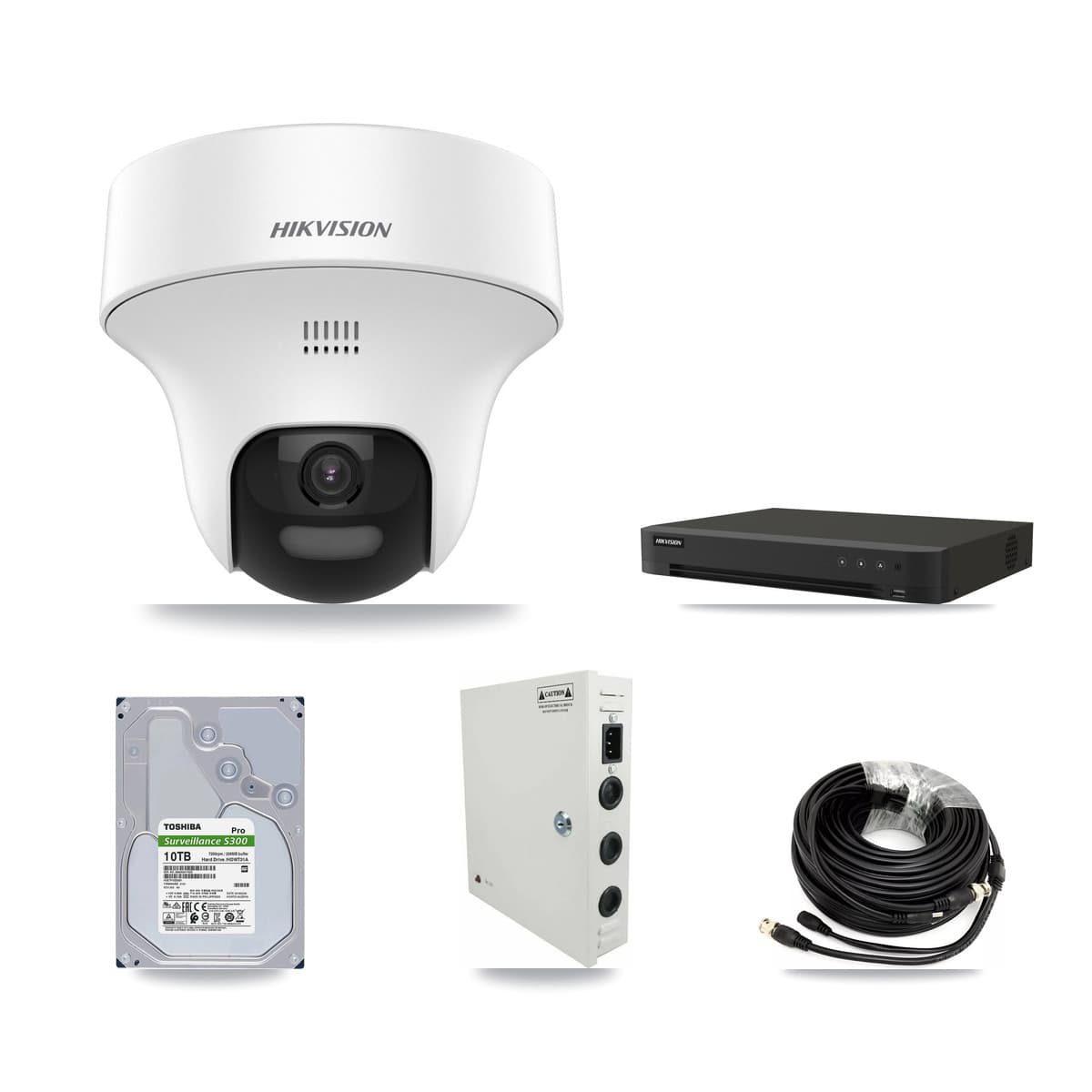 Hikvision 16-Channel 5MP CCTV Kit — 16 DS-2CE70K0T Turret Cameras + 10TB Recording (IDS-7216HQHI Recorder)