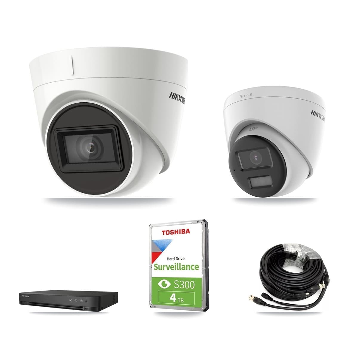 Hikvision 4-Channel 4K CCTV Kit — 1 DS-2CE78U0T + 2 DS-2CE78U1T Turret Cameras + 4TB Recording - Image 1