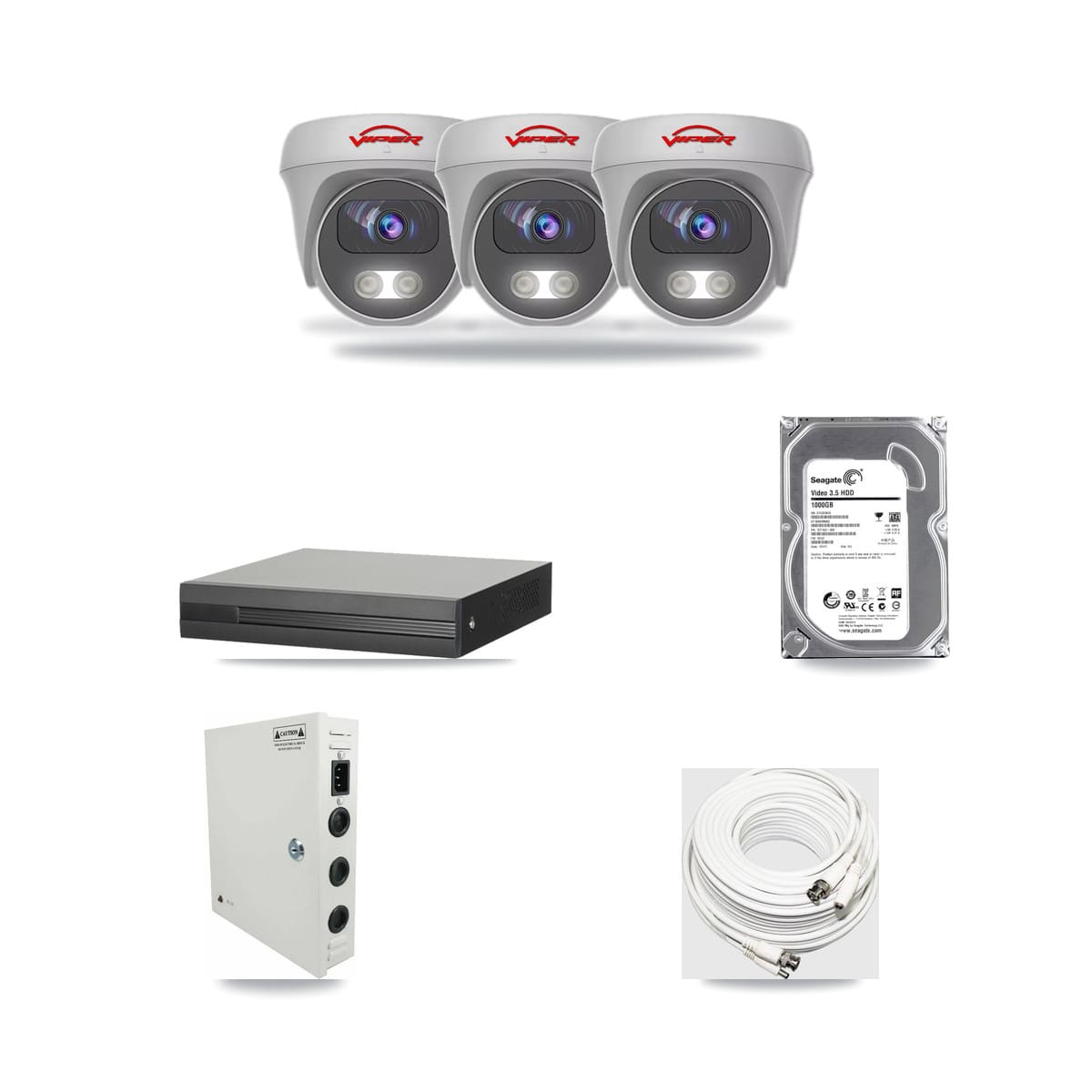 4-channel CCTV kit: 3 cameras (3× 5MP Camera), 1TB hard drive