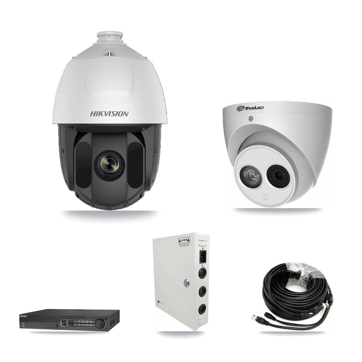 Hikvision & Prolux 32-Channel 2MP – 4MP CCTV Kit — 8 2MP PTZ + 8 4MP Turret Cameras + 2× 8TB Recording (DS-7332HQHI Recorder) - Image 1