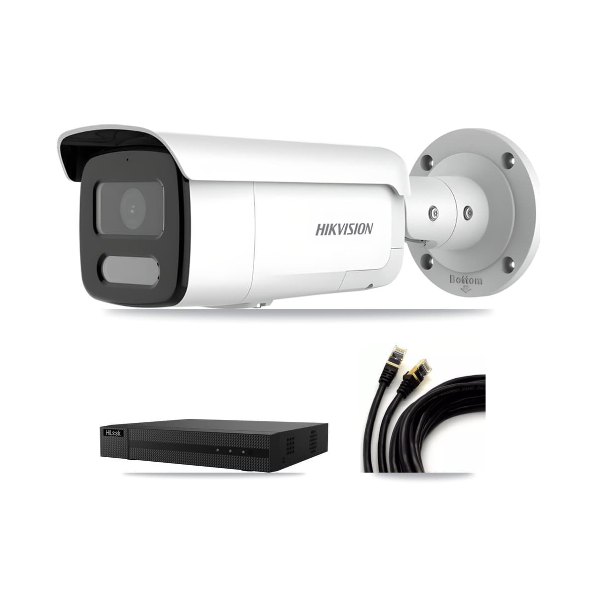 Hikvision & HiLook 8-Channel 4MP CCTV Kit — 4 Bullet Cameras + 3TB Recording (NVR-108MH-D Recorder)