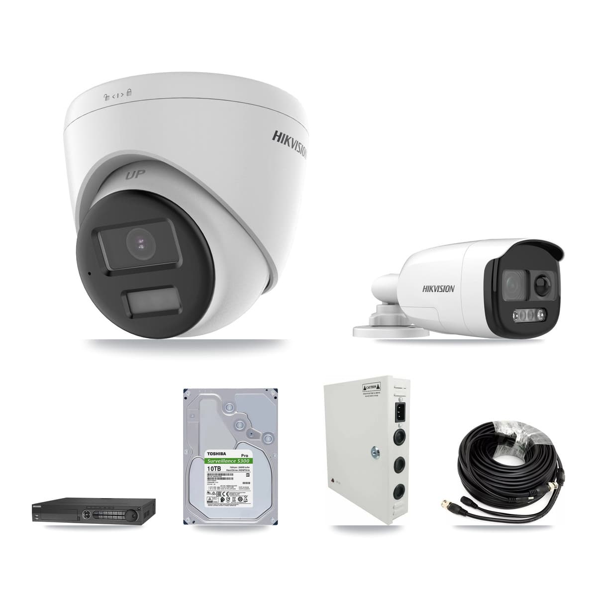 Hikvision 32-Channel 5MP CCTV Kit — 10 DS-2CE12KF3T-PIRXO Bullet + 22 DS-2CE78K0T-LPTS Turret Cameras + 10TB Recording (DS-7332HQHI-K4 Recorder)