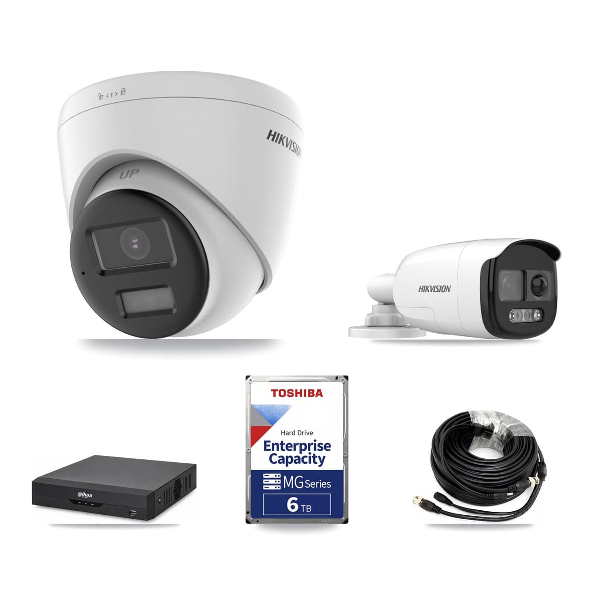 Hikvision & Dahua 4-Channel 5MP – 4K CCTV Kit — 1 DS-2CE12KF3T 5MP Bullet + 2 DS-2CE78U0T 4K Turret Cameras + 6TB Recording - Image 1