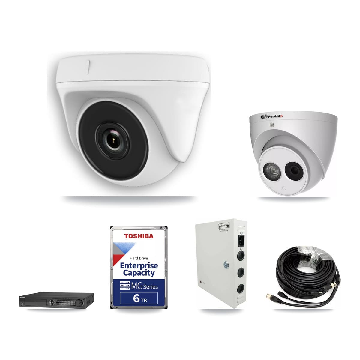Prolux & Hikvision 32-Channel 2MP – 4MP CCTV Kit — 25 White 2MP Dome + 1 4MP Turret Cameras + 3× 6TB Recording (IDS-7332HUHI Recorder) - Image 1