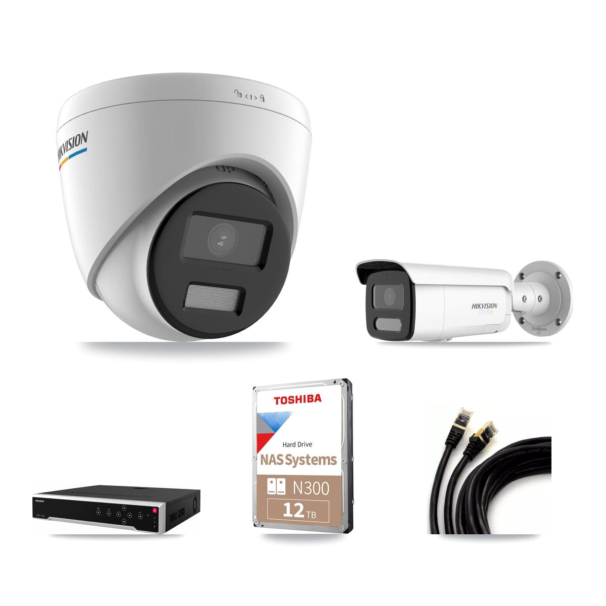 Hikvision 32-Channel 2MP – 4K CCTV Kit — 7 2MP Turret + 7 4K Bullet Cameras + 2× 12TB Recording - Image 1