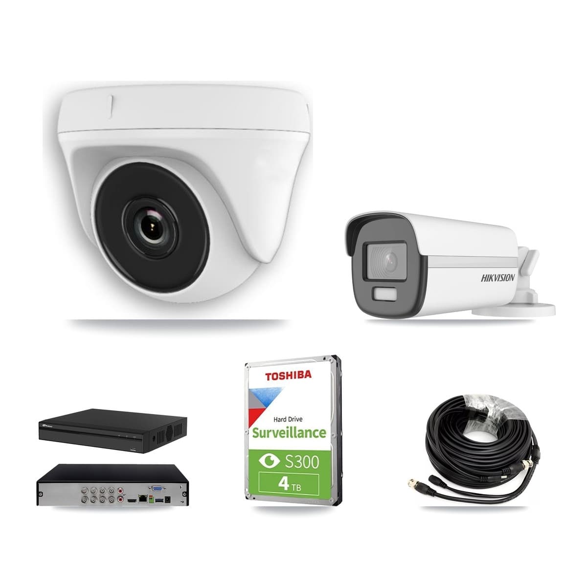 Hikvision & Prolux 8-Channel 2MP – 4K CCTV Kit — 1 4K Bullet + 2 White 2MP Dome Cameras + 4TB Recording (PXD-5108HS Recorder) - Image 1