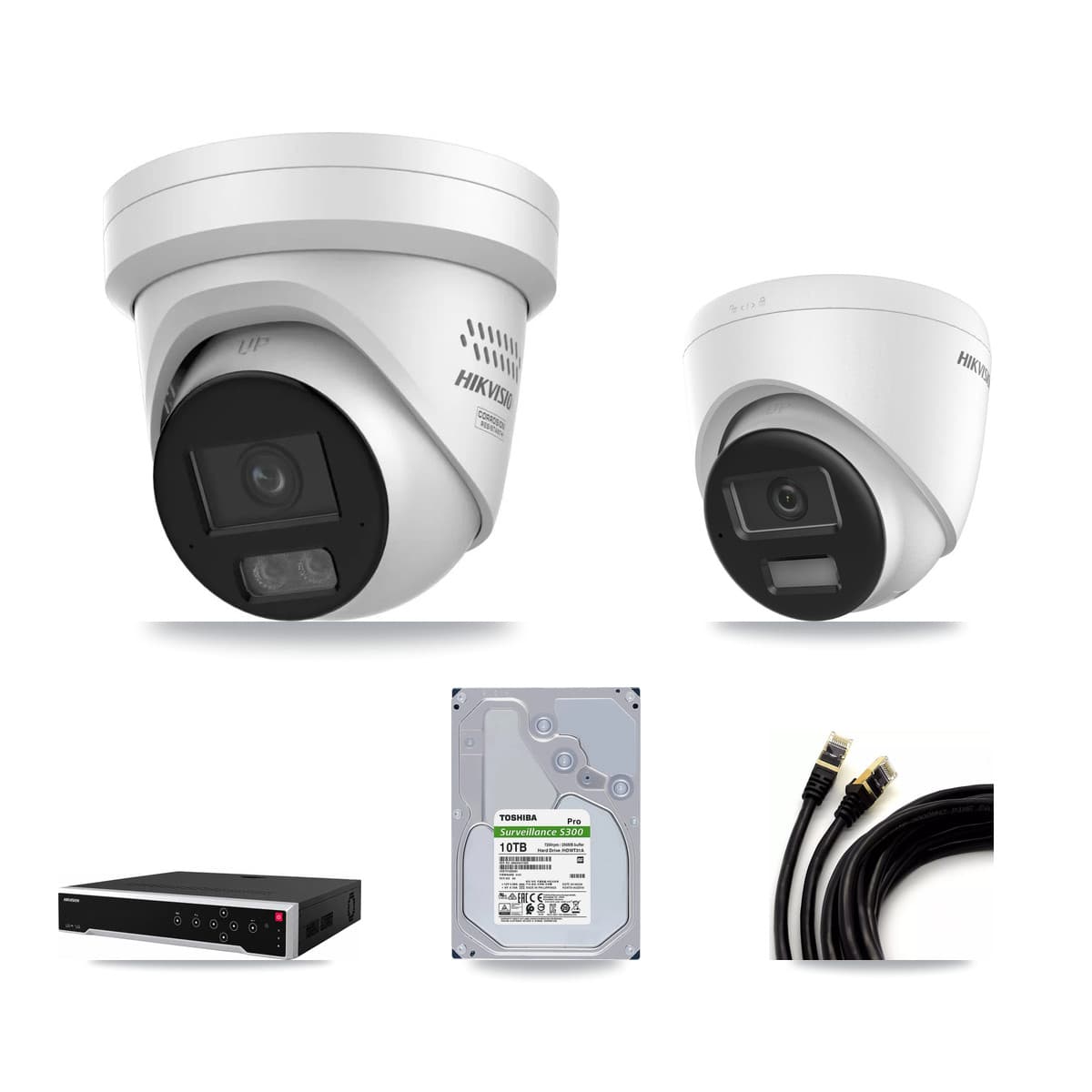 Hikvision 32-Channel 4MP – 4K CCTV Kit — 1 DS-2CD1383G2-LIUF/SL 4K + 13 DS-2CD2347G3-LIS2UY/SL 4MP Turret Cameras + 2× 10TB Recording (DS-7732NI-M4/24P Recorder) - Image 1