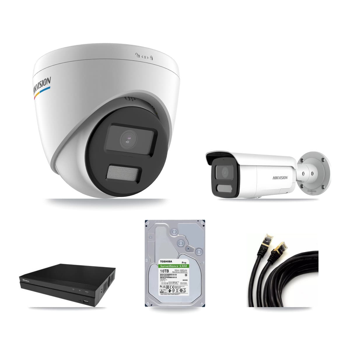 Hikvision & Prolux 16-Channel 2MP – 4MP CCTV Kit — 5 2MP Turret + 5 4MP Bullet Cameras + 10TB Recording