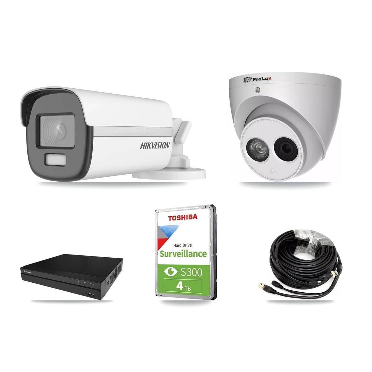 Hikvision & Prolux 8-Channel 4MP – 4K CCTV Kit — 1 4K Bullet + 1 4MP Turret Cameras + 4TB Recording (PXD-5208AN Recorder) - Image 1