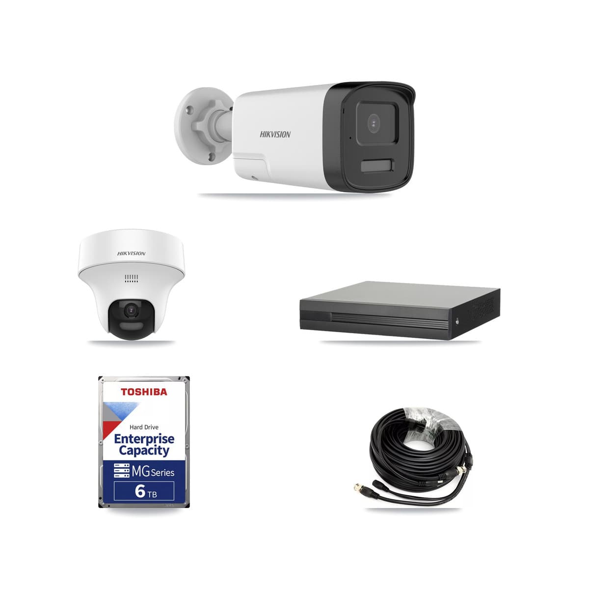 Hikvision 4-Channel 5MP CCTV Kit — 1 DS-2CE17K0T Bullet + 1 DS-2CE70K0T Turret Cameras + 6TB Recording (XVR-3104HS Recorder) - Image 1