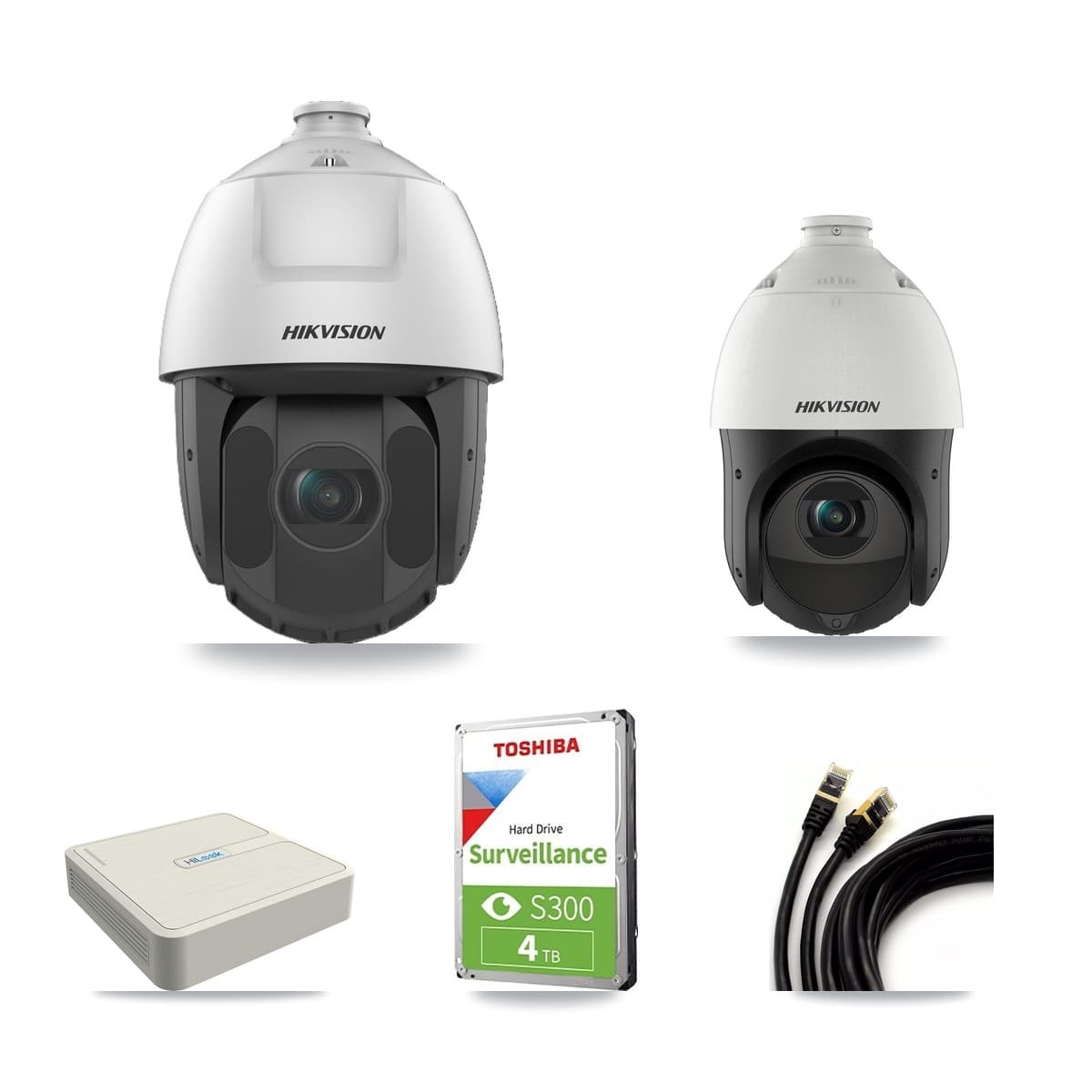 Hikvision & HiLook 8-Channel 2MP – 4MP CCTV Kit — 1 4MP + 4 2MP PTZ Cameras + 4TB Recording (NVR-108H-D Recorder) - Image 1