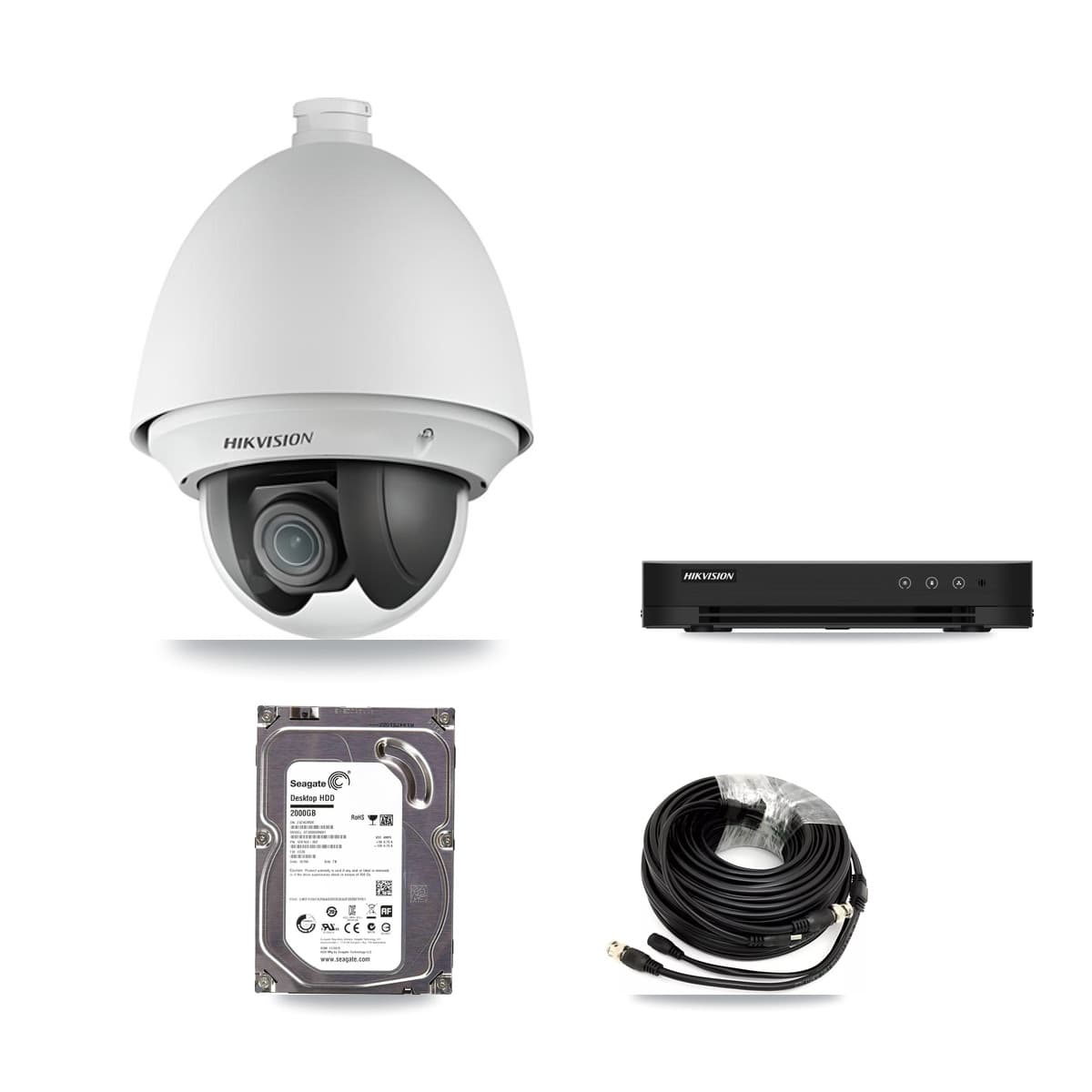 Hikvision 8-Channel 2MP CCTV Kit — 2 PTZ Cameras + 2TB Recording (DS-7208HGHI Recorder)