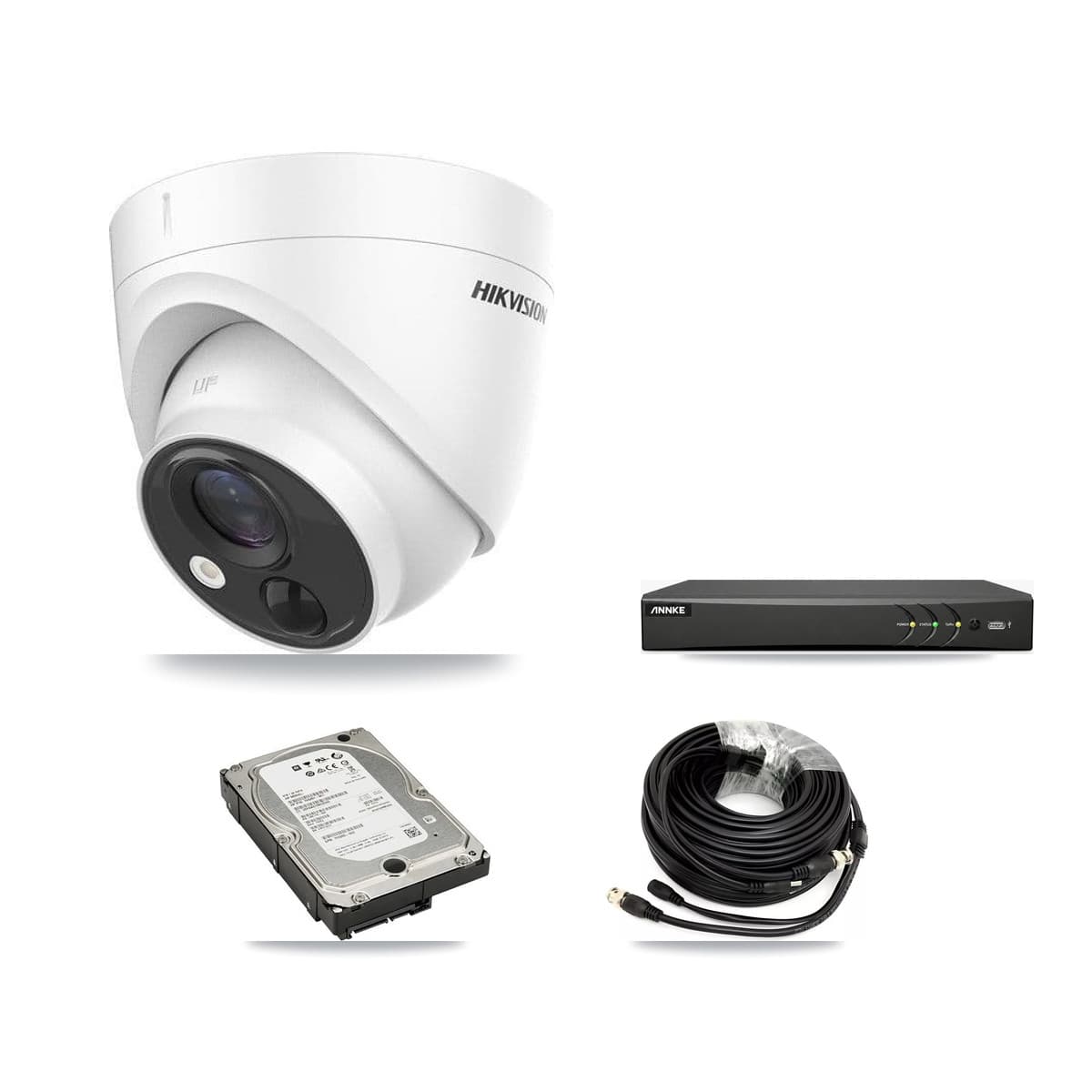 Hikvision & ANNKE 4-Channel 5MP CCTV Kit — 3 DS-2CE71H0T Turret Cameras + 5TB Recording