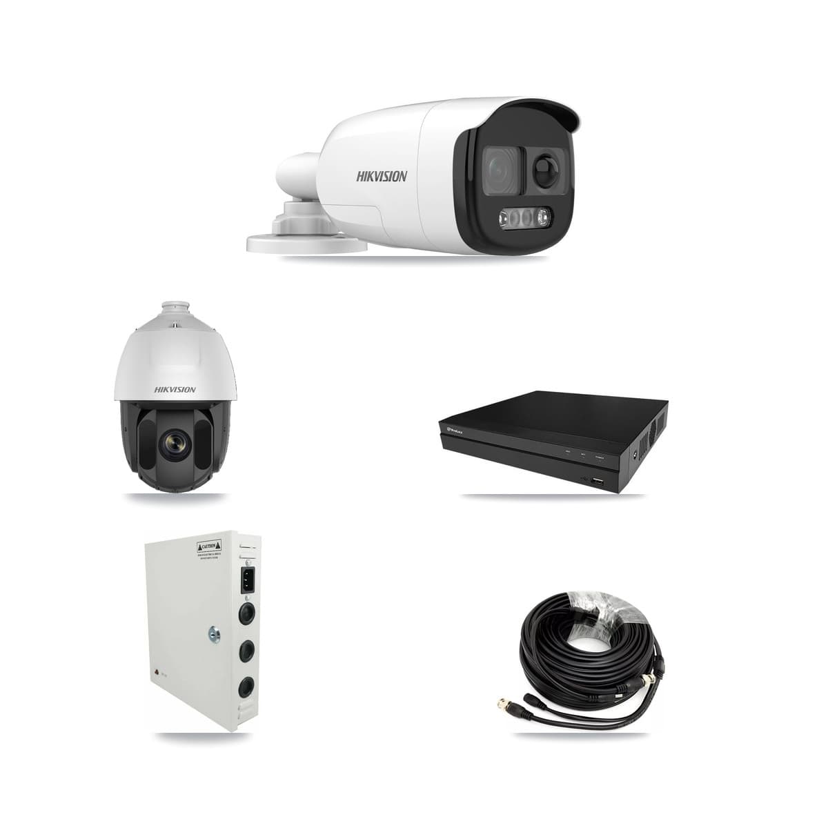 Hikvision & Prolux 8-Channel 2MP – 5MP CCTV Kit — 1 2MP PTZ + 5 5MP Bullet Cameras + 8TB Recording (PXD-5208AN Recorder) - Image 1