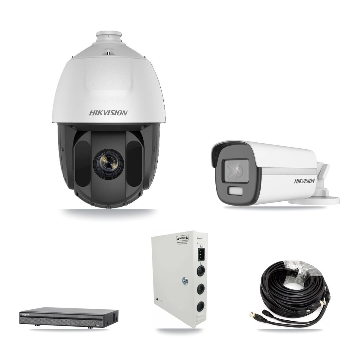 Hikvision & Dahua 8-Channel 2MP – 4K CCTV Kit — 5 2MP PTZ + 2 4K Bullet Cameras + 8TB Recording (DH-XVR5108H Recorder) - Image 1