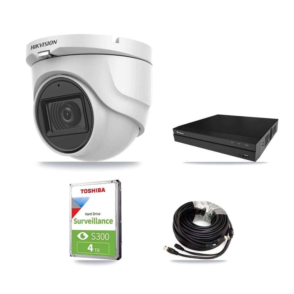 Hikvision & Prolux 8-Channel 5MP CCTV Kit — 3 DS-2CE76H0T Turret Cameras + 4TB Recording (PXD-5208AN Recorder) - Image 1