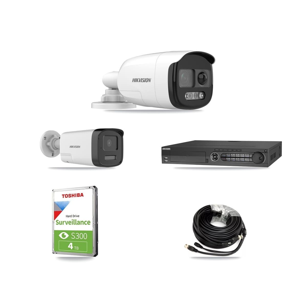 Hikvision 32-Channel 5MP CCTV Kit — 2 DS-2CE12KF3T + 1 DS-2CE17K0T Bullet Cameras + 4TB Recording (DS-7332HQHI Recorder) - Image 1