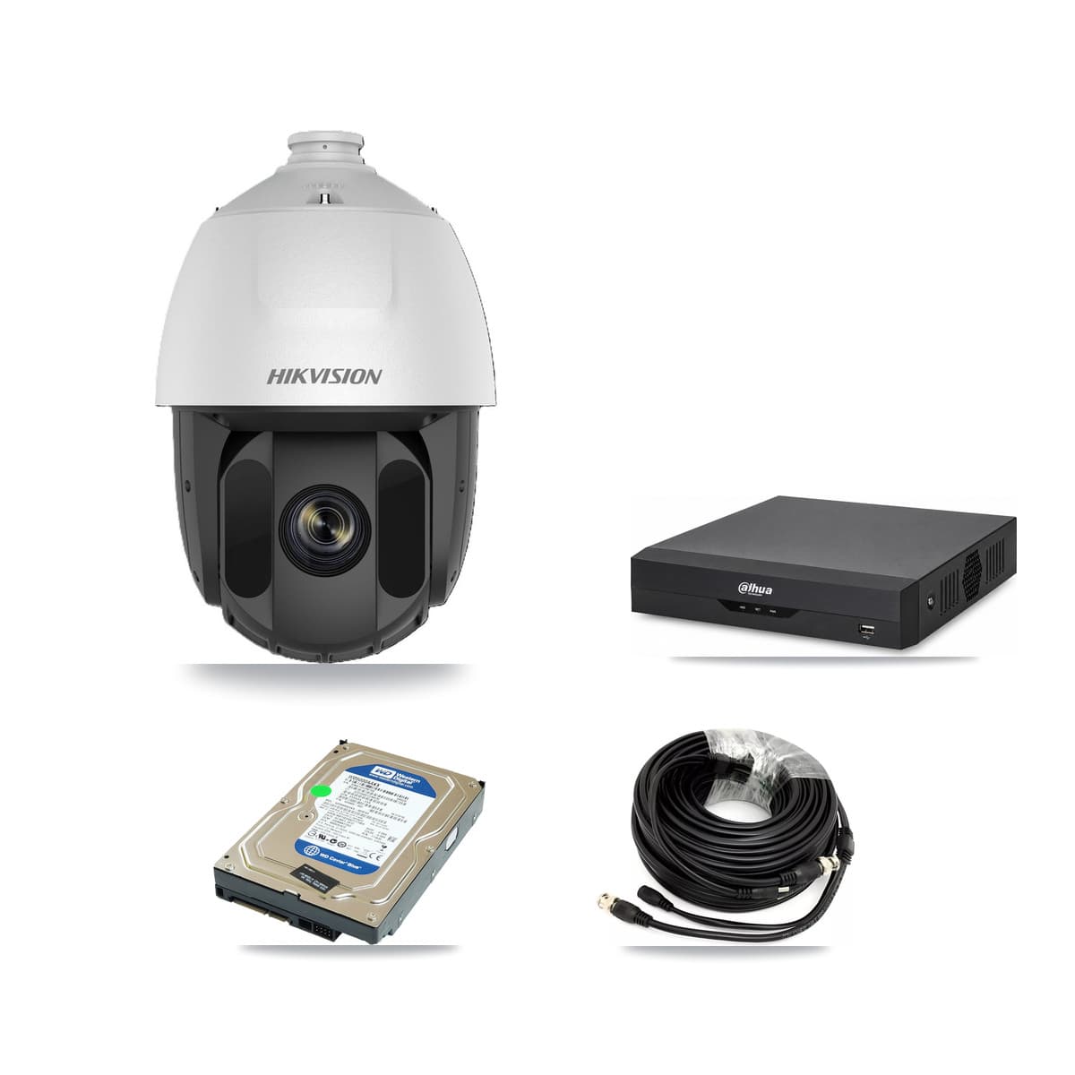 Hikvision & Dahua 4-Channel 2MP CCTV Kit — 2 DS-2AE5225TI PTZ Cameras + 500GB Recording - Image 1
