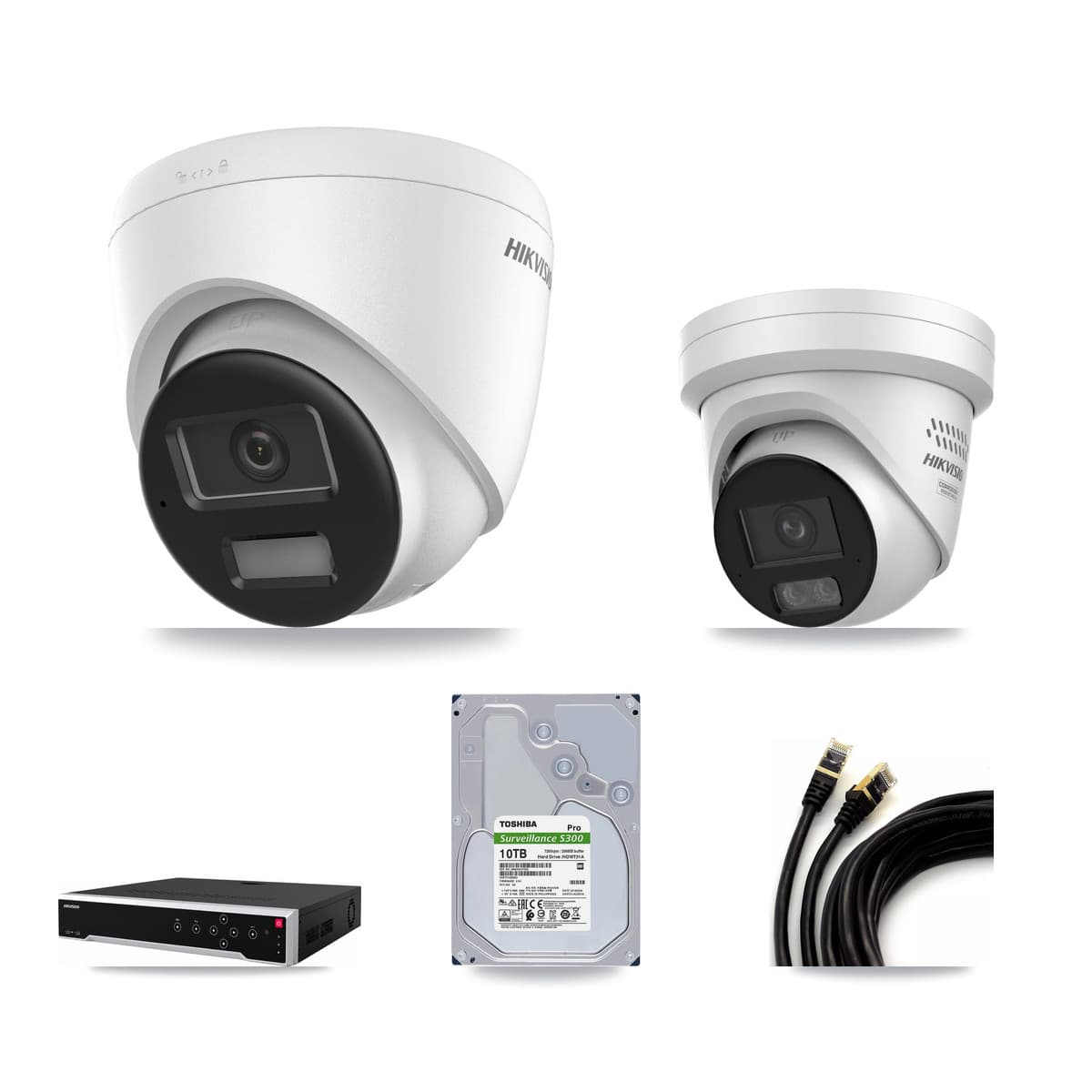 Hikvision 32-Channel 4MP – 4K CCTV Kit — 14 DS-2CD1383G2-LIUF/SL 4K + 1 DS-2CD2347G3-LIS2UY/SL 4MP Turret Cameras + 4× 10TB Recording (DS-7732NI-M4/24P Recorder) - Image 1