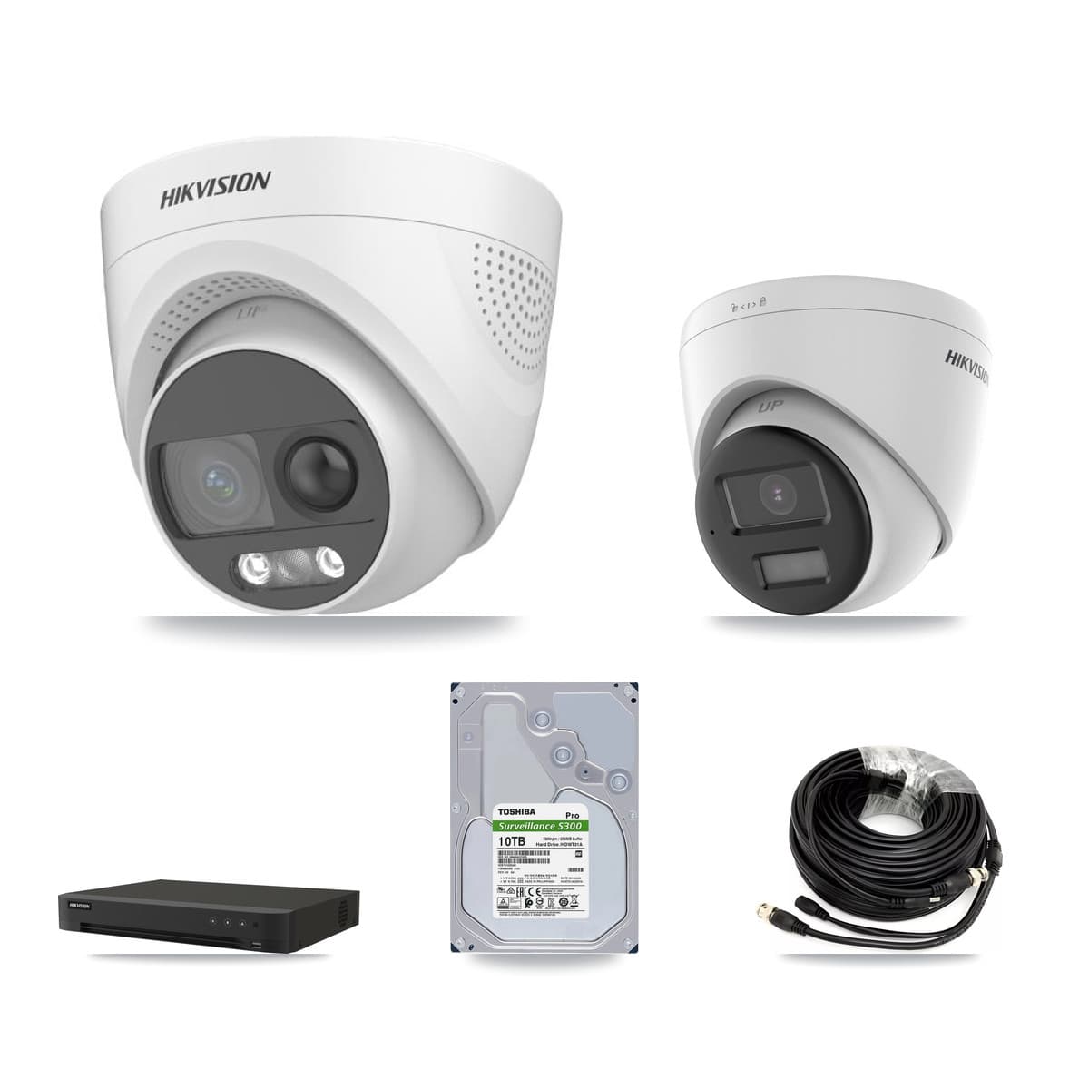 Hikvision 16-Channel 5MP CCTV Kit — 6 DS-2CE72KF3T-PIRXO + 2 DS-2CE78K0T-LPTS Turret Cameras + 10TB Recording (IDS-7216HQHI-M1/XT Recorder) - Image 1