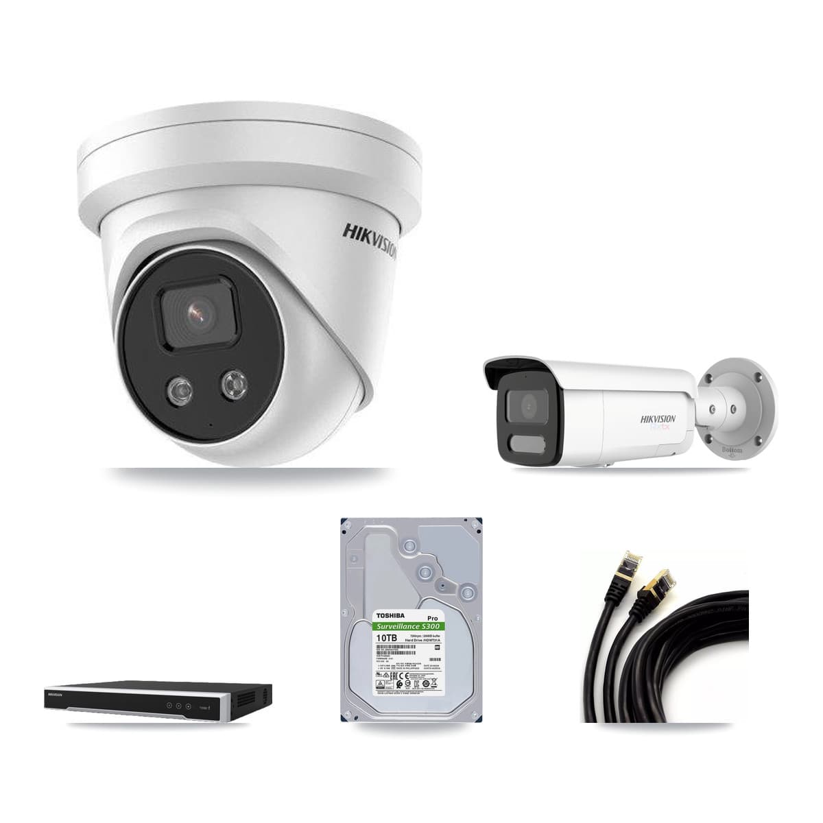 Hikvision 16-Channel 5MP – 4K CCTV Kit — 1 4K Bullet + 13 5MP Turret Cameras + 2× 10TB Recording