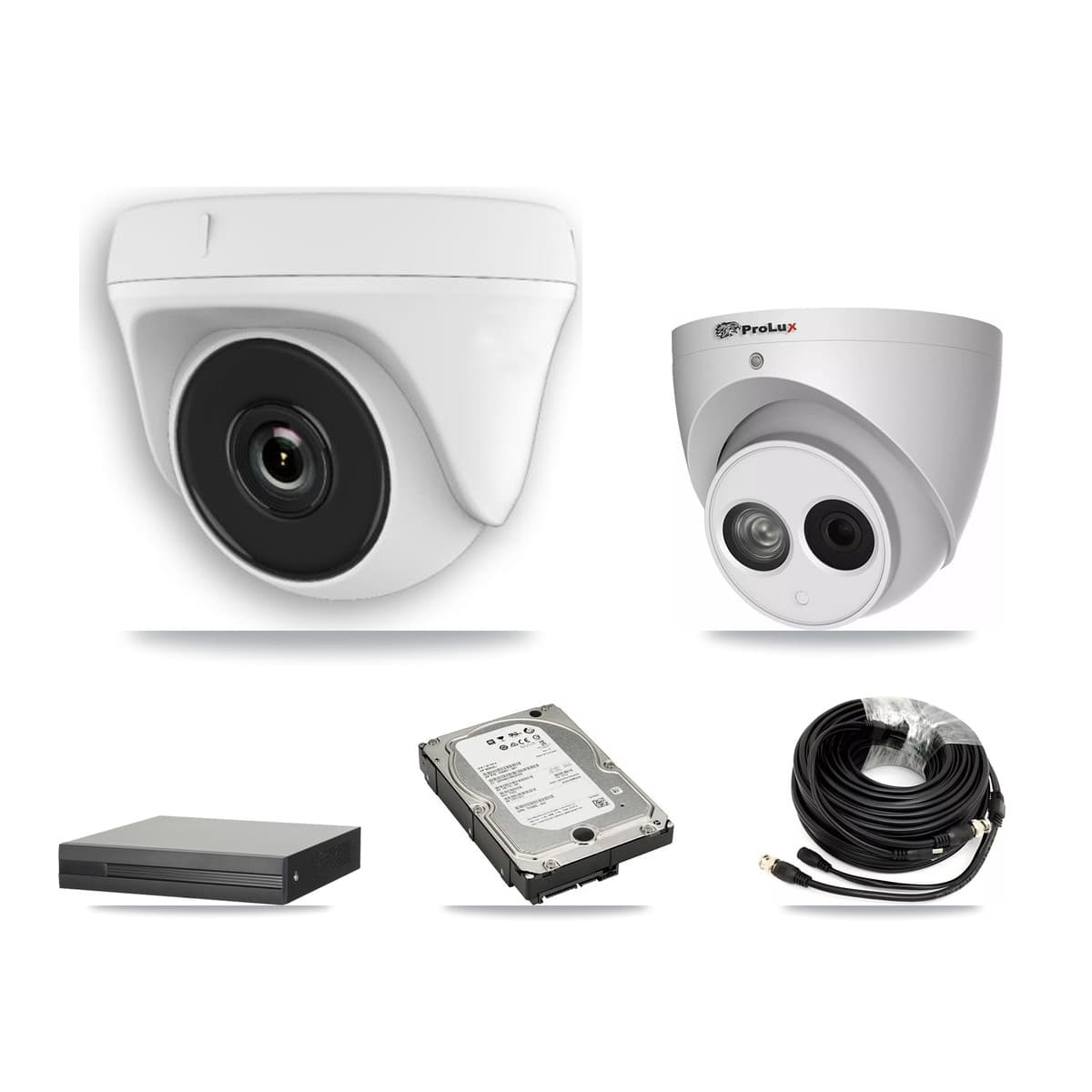 Prolux 8-Channel 2MP – 4MP CCTV Kit — 5 White 2MP Dome + 1 4MP Turret Cameras + 5TB Recording (XVR-3108HS Recorder)