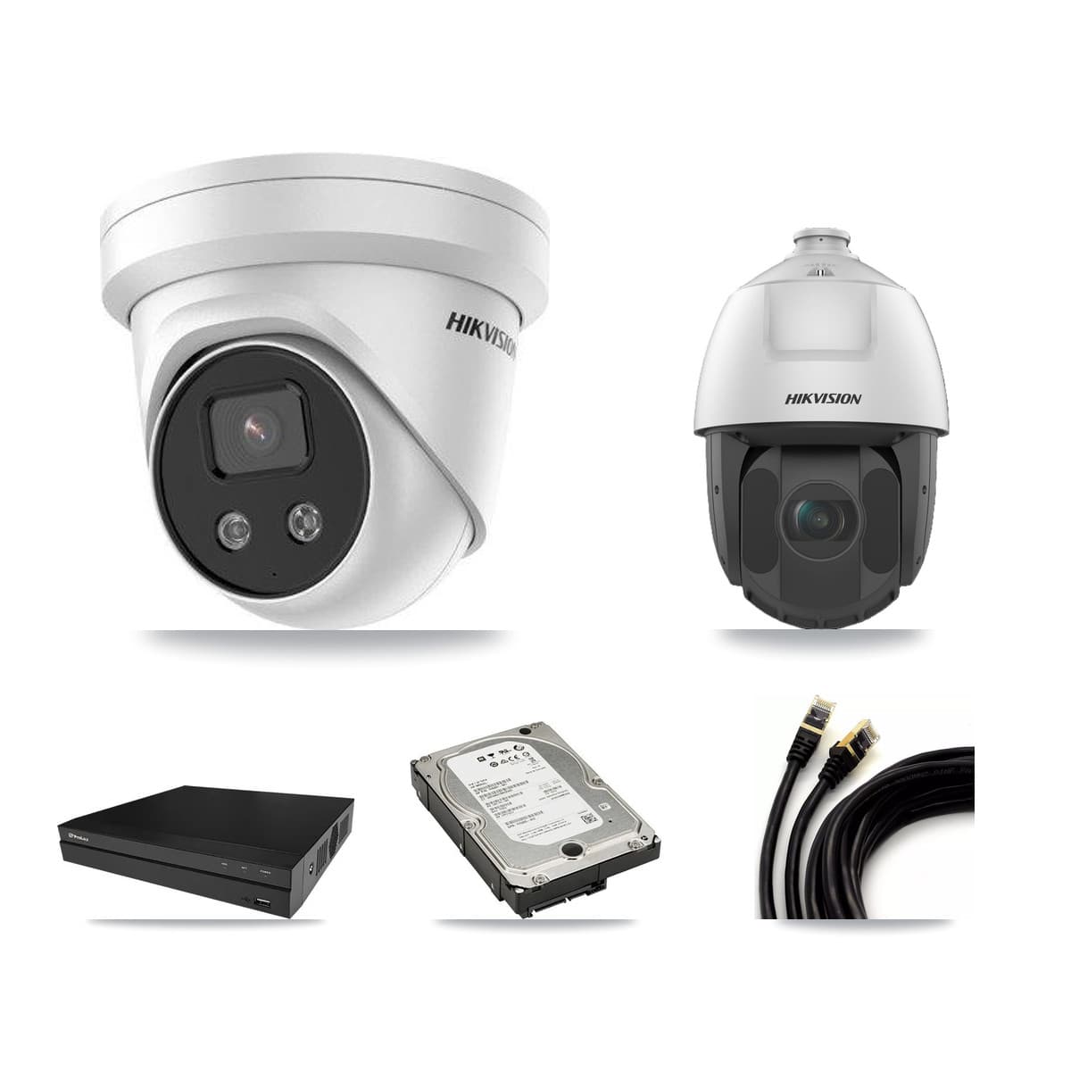 Hikvision & Prolux 8-Channel 2MP – 5MP CCTV Kit — 3 5MP Turret + 1 2MP PTZ Cameras + 5TB Recording - Image 1