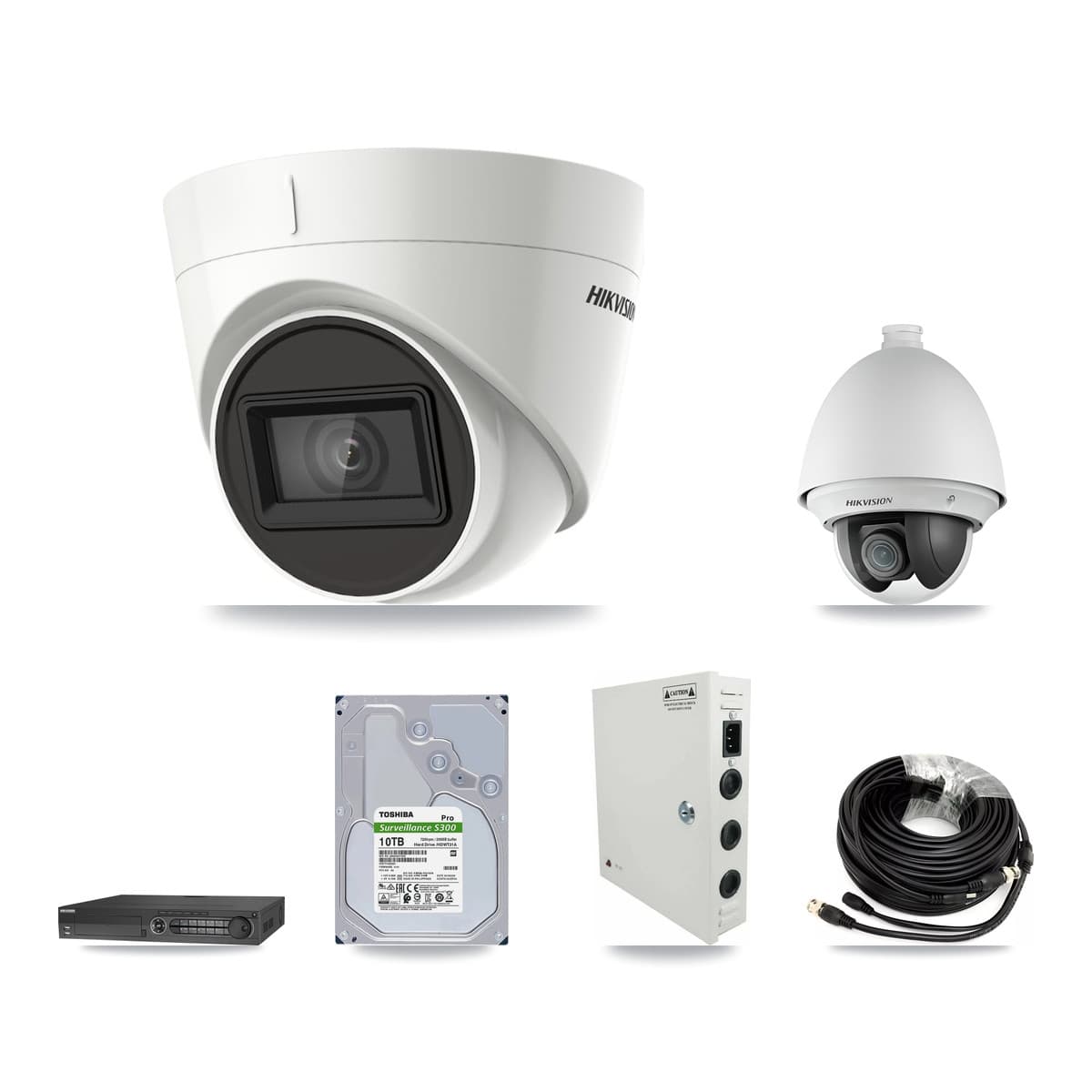 Hikvision 32-Channel 2MP – 4K CCTV Kit — 1 DS-2AE4225T 2MP PTZ + 11 DS-2CE78U1T 4K Turret Cameras + 3× 10TB Recording
