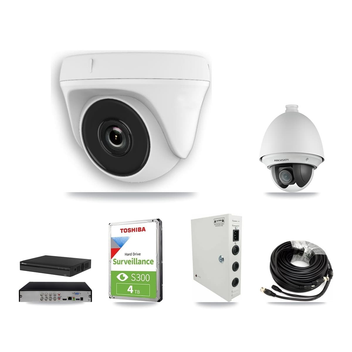 Hikvision & Prolux 8-Channel 2MP CCTV Kit — 1 PTZ + 4 White Dome Cameras + 4TB Recording (PXD-5108HS Recorder) - Image 1
