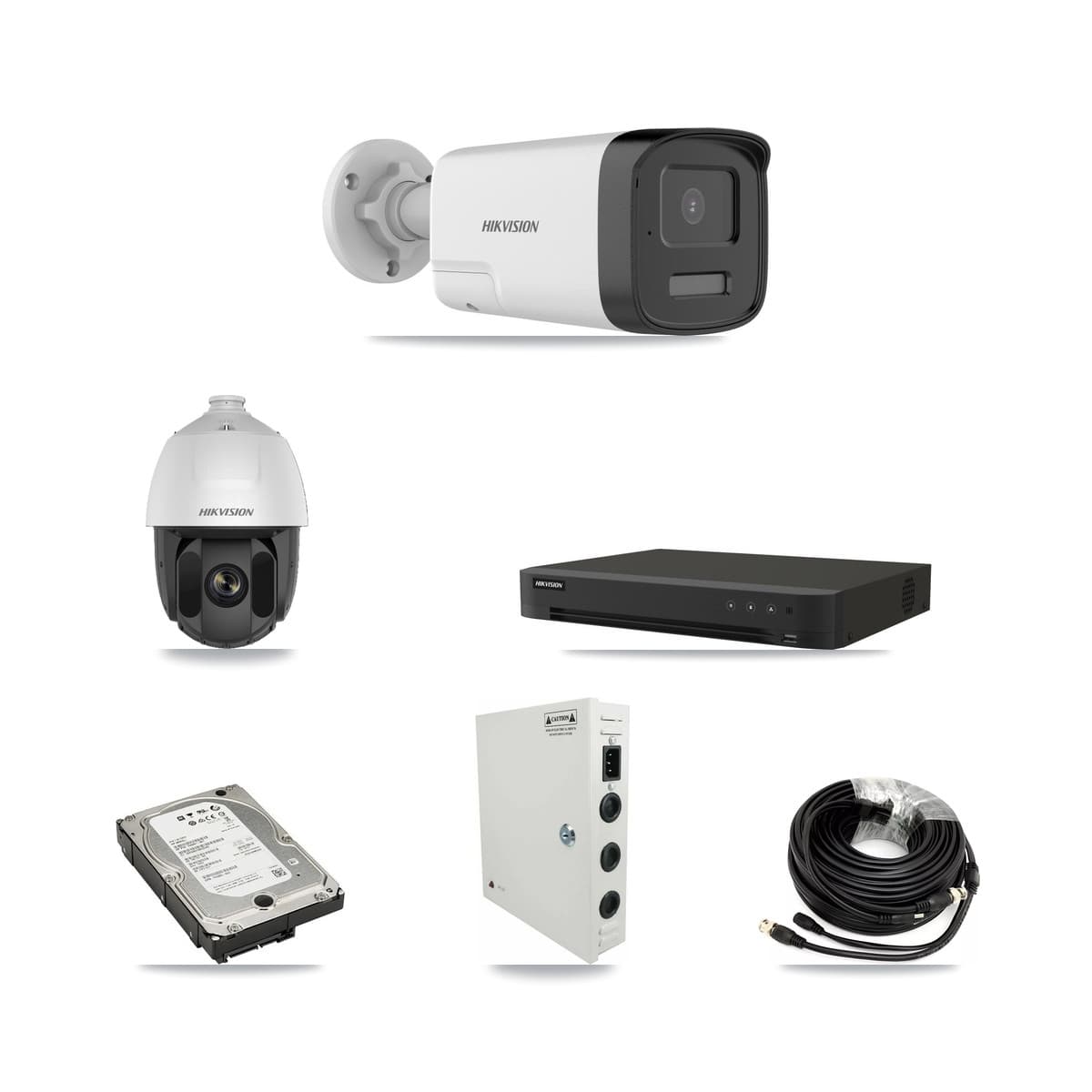 Hikvision 16-Channel 2MP – 5MP CCTV Kit — 1 DS-2AE5225TI 2MP PTZ + 3 DS-2CE17K0T 5MP Bullet Cameras + 5TB Recording - Image 1