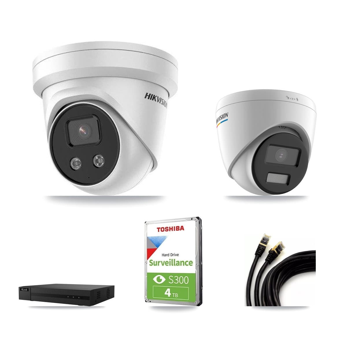 Hikvision & HiLook 8-Channel 2MP – 5MP CCTV Kit — 1 2MP + 2 5MP Turret Cameras + 4TB Recording (NVR-108MH-D Recorder) - Image 1