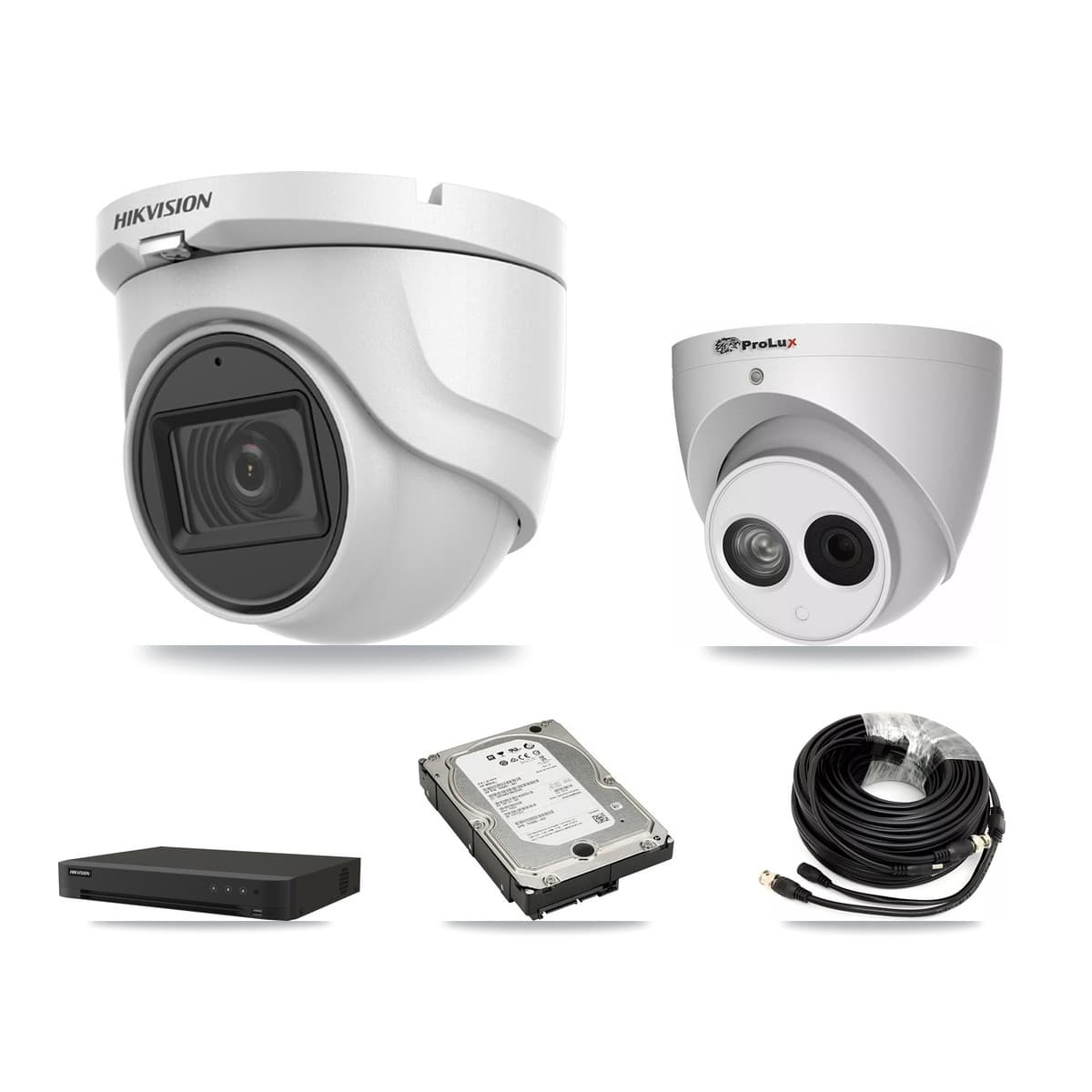 Hikvision & Prolux 16-Channel 4MP – 5MP CCTV Kit — 2 5MP + 2 4MP Turret Cameras + 5TB Recording (IDS-7216HQHI Recorder) - Image 1