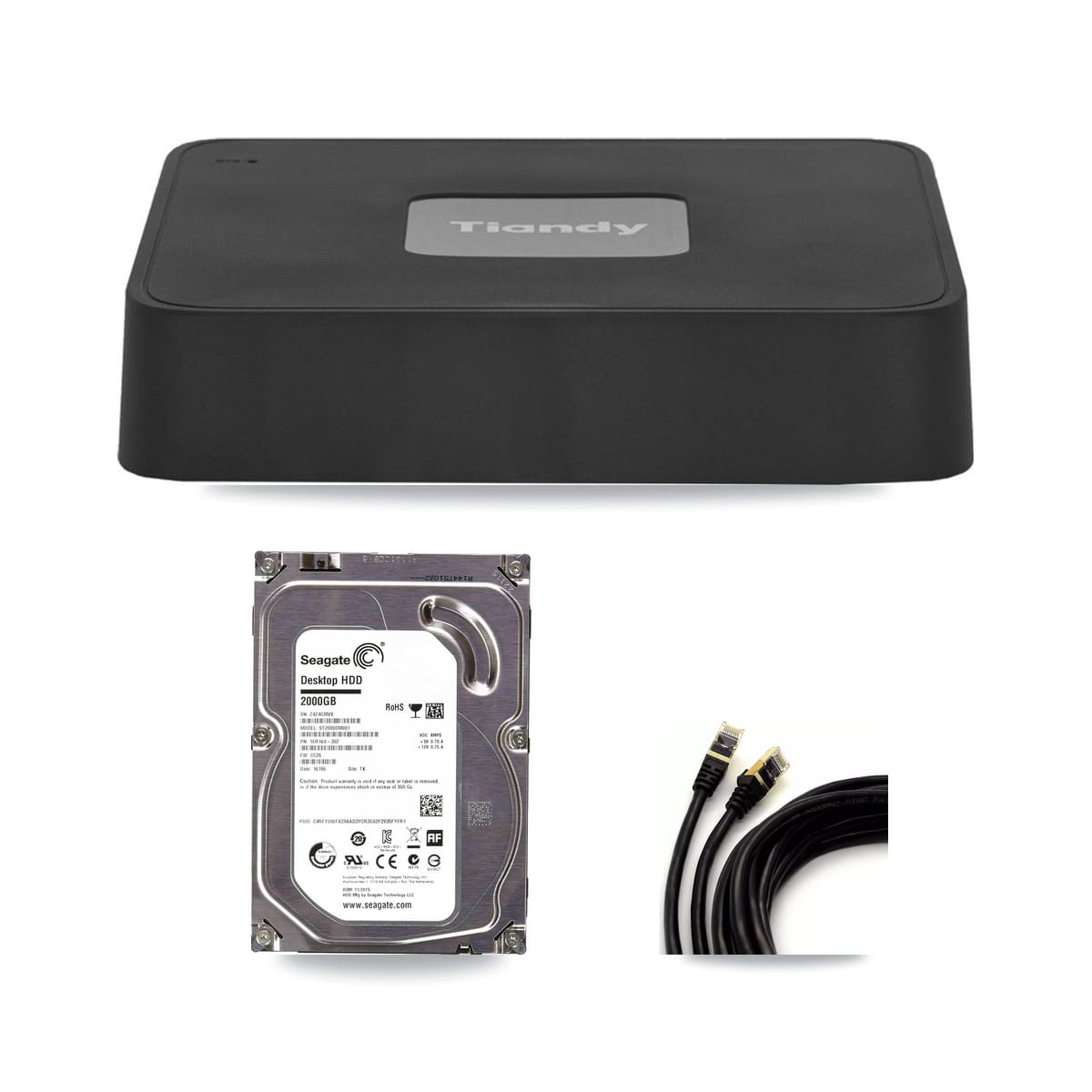 Tiandy 4-channel CCTV kit: 1 camera (1× 5MP Dome), 2TB hard drive