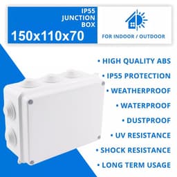 IP55 Waterproof PVC Junction Box 150×110×70mm Outdoor Enclosure Grey
