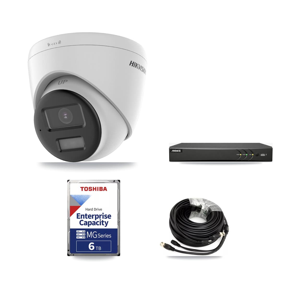 Hikvision & ANNKE 4-Channel 4K CCTV Kit — 2 DS-2CE78U0T Turret Cameras + 6TB Recording