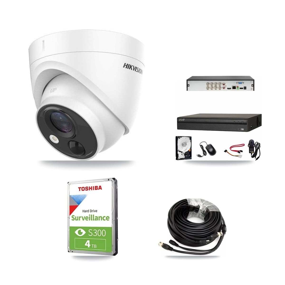 Hikvision & Dahua 8-Channel 5MP CCTV Kit — 4 DS-2CE71H0T Turret Cameras + 4TB Recording (XVR-3108AD Recorder) - Image 1