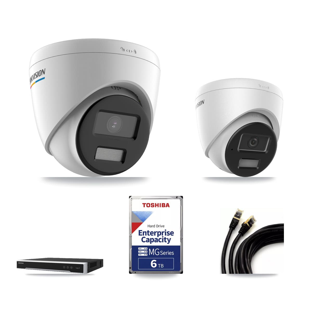 Hikvision 8-Channel 2MP – 4MP CCTV Kit — 3 2MP + 3 4MP Turret Cameras + 6TB Recording