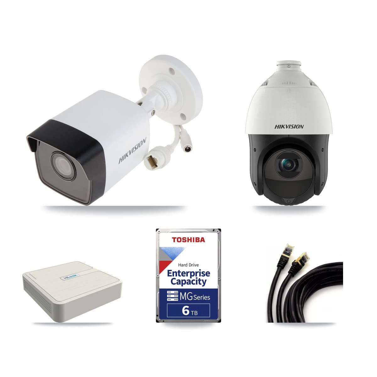 Hikvision & HiLook 8-Channel 4MP – 5MP CCTV Kit — 4 5MP Bullet + 1 4MP PTZ Cameras + 6TB Recording (NVR-108H-D Recorder) - Image 1