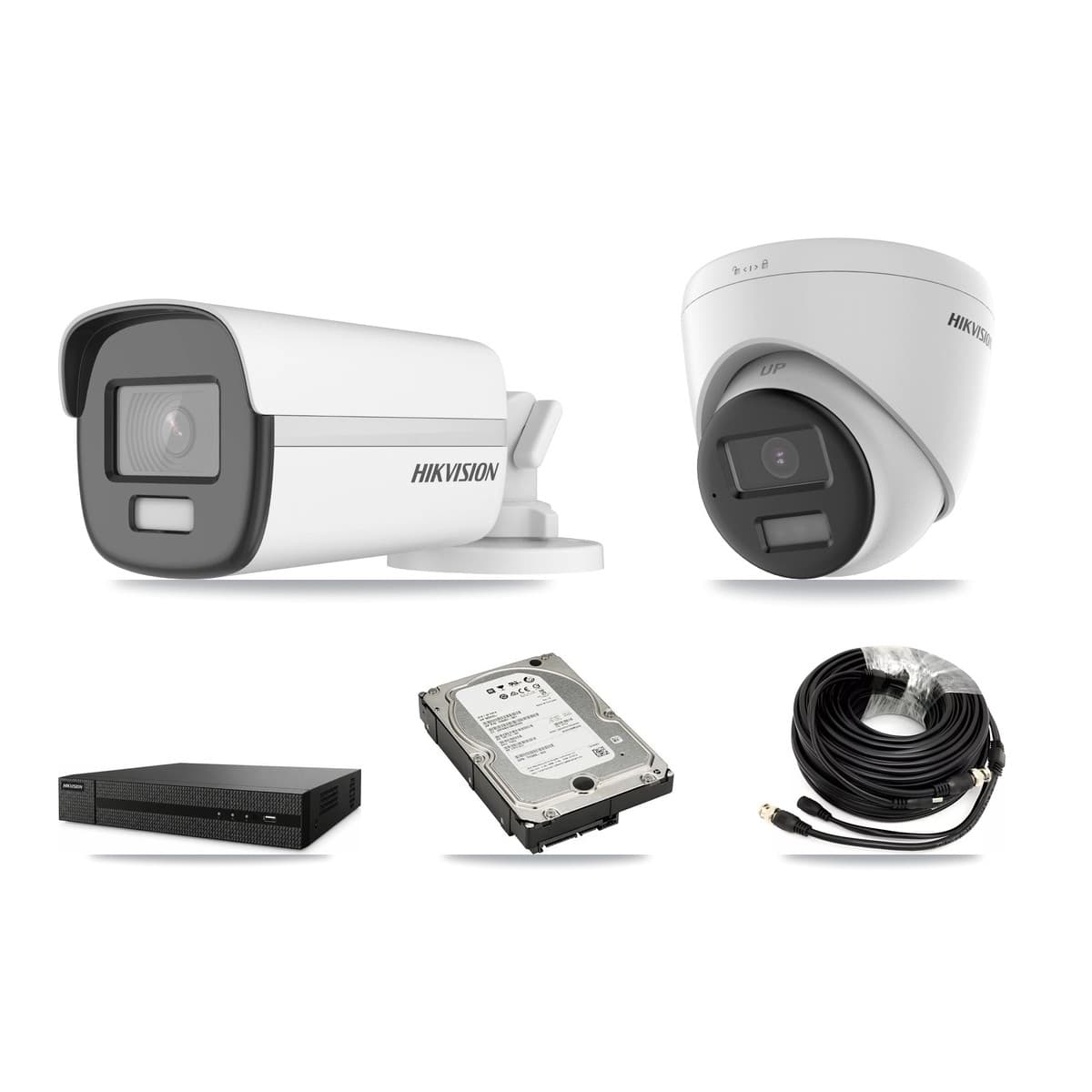 Hikvision 8-Channel 4K CCTV Kit — 1 DS-2CE12UF3T Bullet + 1 DS-2CE78U0T Turret Cameras + 5TB Recording (DVR-8CH Recorder) - Image 1