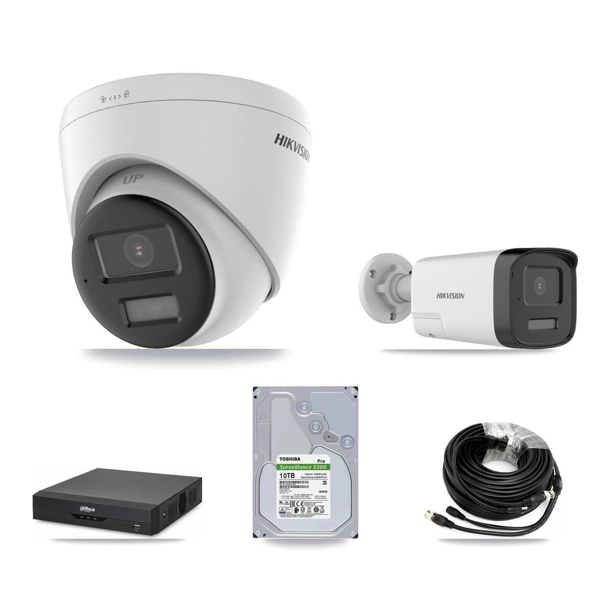 Hikvision & Dahua 4-Channel 5MP – 4K CCTV Kit — 1 DS-2CE17K0T 5MP Bullet + 3 DS-2CE78U0T 4K Turret Cameras + 10TB Recording - Image 1