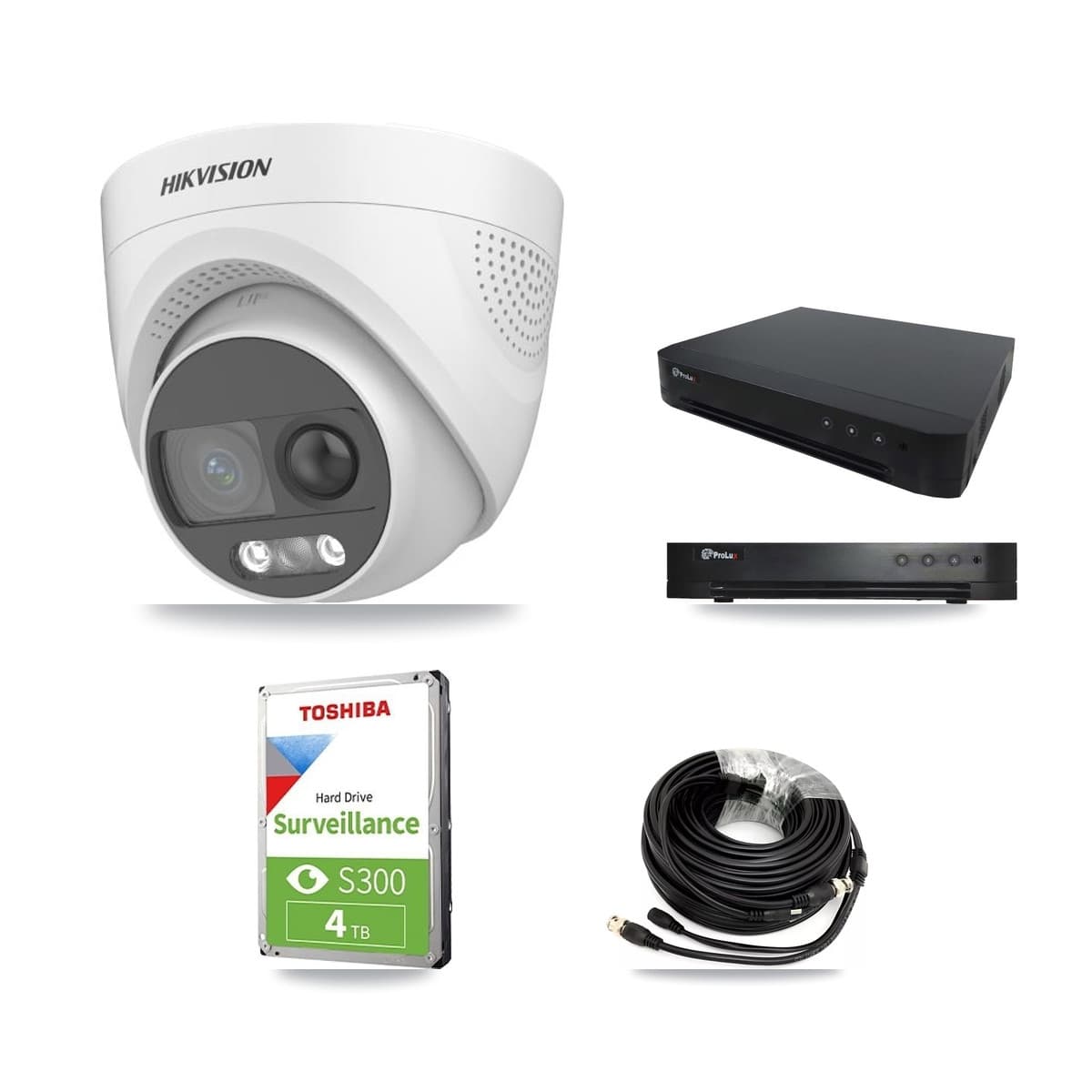Hikvision & Prolux 16-Channel 5MP CCTV Kit — 4 DS-2CE72KF3T Turret Cameras + 4TB Recording - Image 1